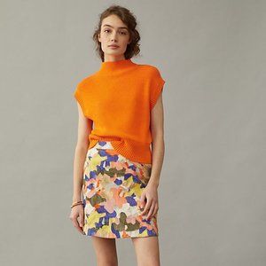 NEW ANTHROPOLOGIE Maeve Mock Neck Sweater Tee XS Orange Sleeveless Vest